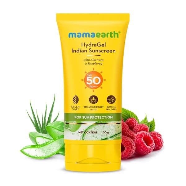 Mamaearth HydraGel Indian Sunscreen with Aloe Vera and Raspberry