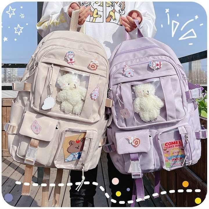 Oxford backpack with teddy and keytag batch
