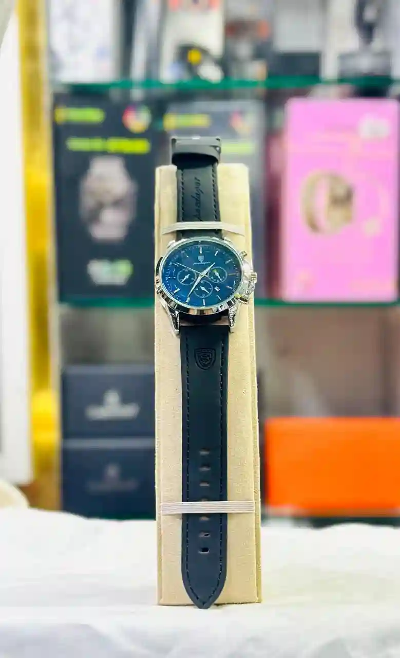 POEDAGAR DATE FASHION LEATHER STRAP WATCHES FOR MEN