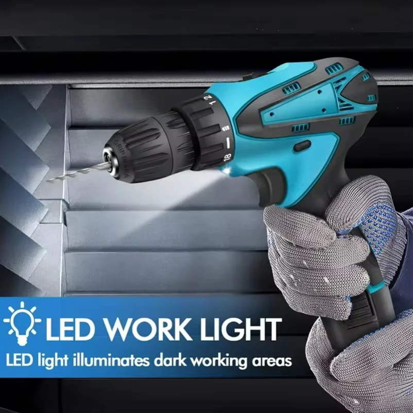 Rechargeable drill machine set Double battery