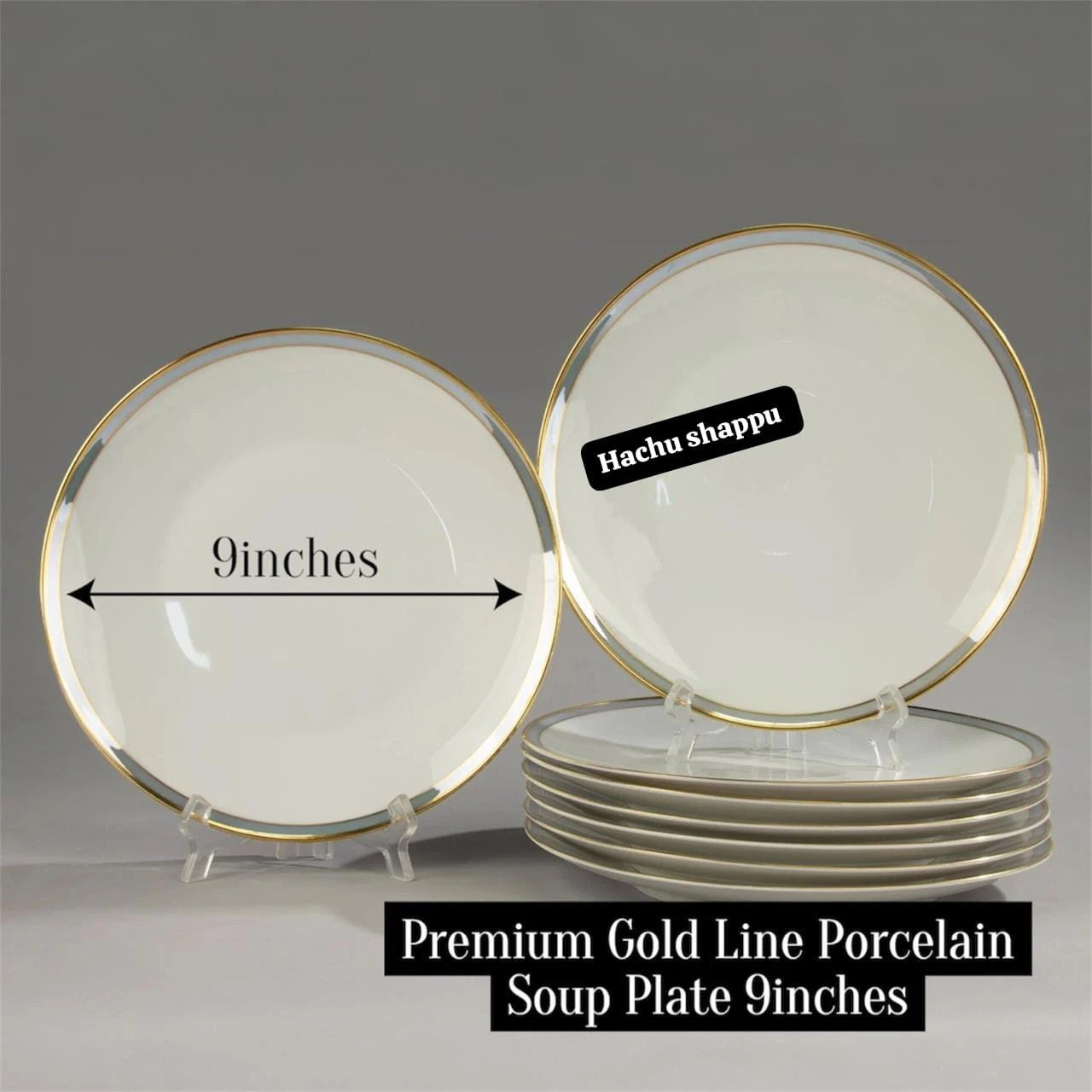 6Premium Gold Line Porcelain Soup Plate 9inches