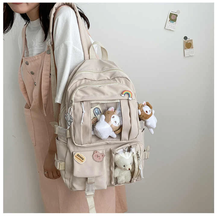 Oxford backpack with teddy and keytag batch