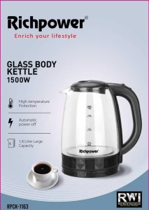 1.8L glass kettle