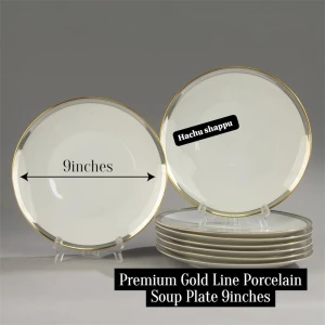 6Premium Gold Line Porcelain Soup Plate 9inches